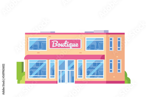 Vector boutique building flat design illustration