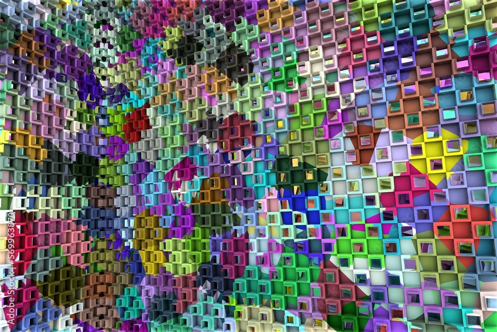 3D ILLUSTRATION RENDERING. ABSTRACT BACKGROUND SQUARE PATTERN DIMENSION OBJECT TRENDY COLORFUL GEOMETRY DISTORTED EFFECT GRAPHIC TEXTURE. PERSPECTIVE SCIENCE TECHNOLOGY PRESENTATION RANDOM DESIGN. 3D ILLUSTRATION RENDERING. ABSTRACT BACKGROUND SQUARE PATTERN DIMENSION OBJECT TRENDY COLORFUL GEOMETRY DISTORTED EFFECT GRAPHIC TEXTURE. PERSPECTIVE SCIENCE TECHNOLOGY PRESENTATION RANDOM DESIGN.