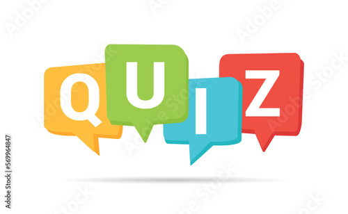 Quiz logo isolated on white background. Quiz bubble speech symbol. Questionnaire icon .Vector stock