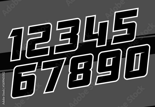 Canvastavla Black Racing Numbers With Border