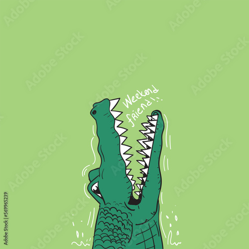 crocodile illustration for print