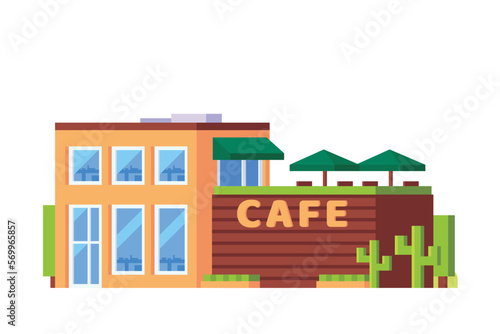 Vector cafe building flat design illustration