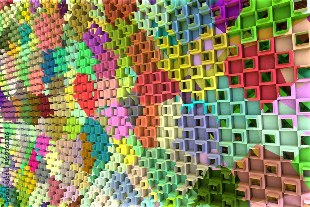 3D ILLUSTRATION RENDERING. ABSTRACT BACKGROUND SQUARE PATTERN DIMENSION OBJECT TRENDY COLORFUL GEOMETRY DISTORTED EFFECT GRAPHIC TEXTURE. PERSPECTIVE SCIENCE TECHNOLOGY PRESENTATION RANDOM DESIGN. 3D ILLUSTRATION RENDERING. ABSTRACT BACKGROUND SQUARE PATTERN DIMENSION OBJECT TRENDY COLORFUL GEOMETRY DISTORTED EFFECT GRAPHIC TEXTURE. PERSPECTIVE SCIENCE TECHNOLOGY PRESENTATION RANDOM DESIGN.