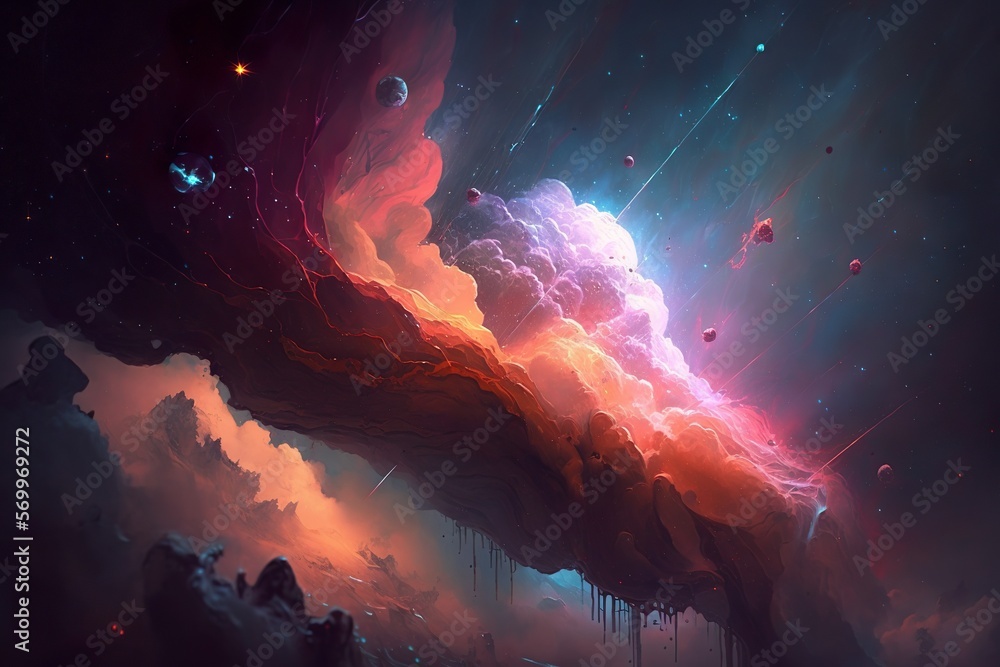 Rain and Nebulas- A Cosmic Dance of Beauty.