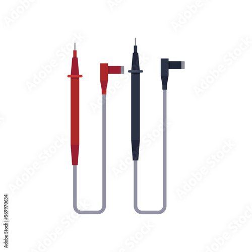 Multimeter electrical test probes vector illustration. Cartoon drawing of tool or equipment of electrician isolated on white background. Engineering, technology, construction concept
