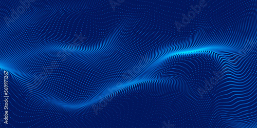 blue background with lines and modern and minimalist technological three-dimensional mesh