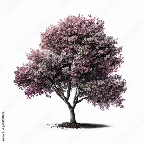 Cherry Blossom Tree Isolated. Illustration Generative AI