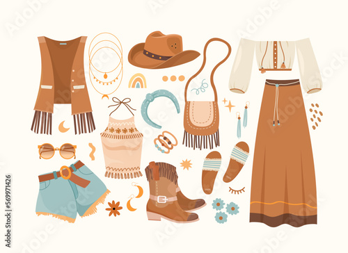 Cute clothes and accessories in a boho style