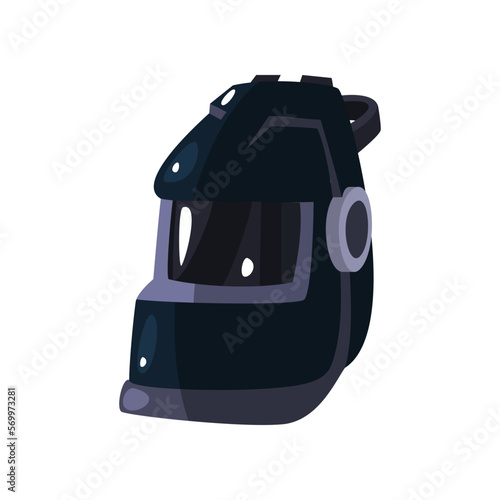 Welding helmet for metalworking vector illustration. Cartoon drawing of protective equipment or uniform of welder isolated on white background. Welding, professions, technology concept