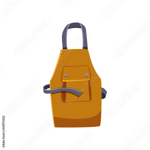 Yellow apron for metalworking vector illustration. Cartoon drawing of equipment or uniform of welder isolated on white background. Welding, professions, technology concept