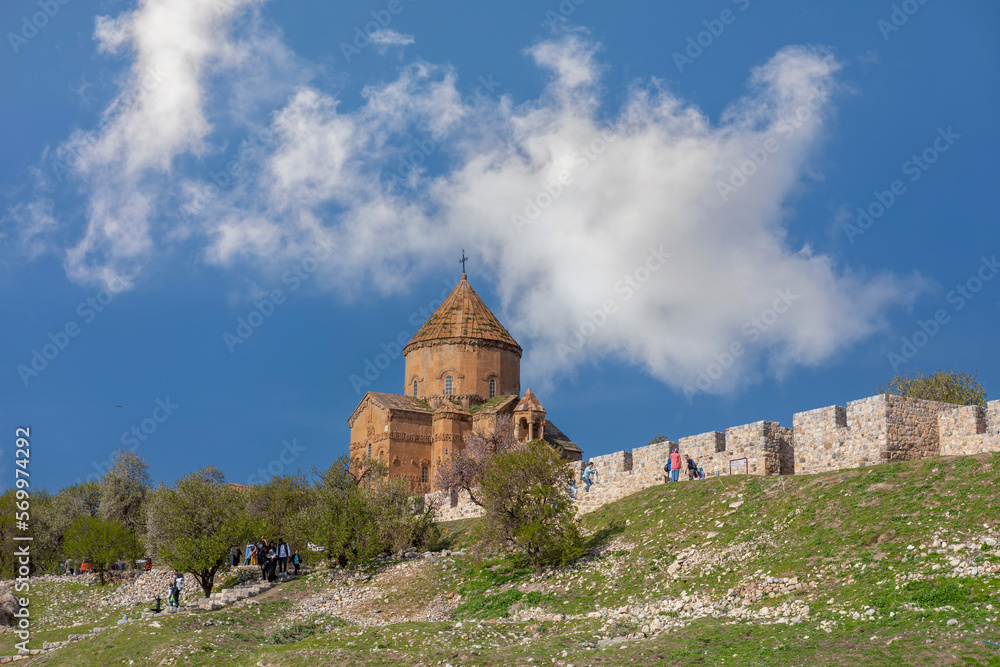 Akdamar Island in Van Lake. The Armenian Cathedral Church of the Holy Cross - Akdamar, Turkey Akdamar Island in Van Lake. The Armenian Cathedral Church of the Holy Cross - Akdamar, Turkey