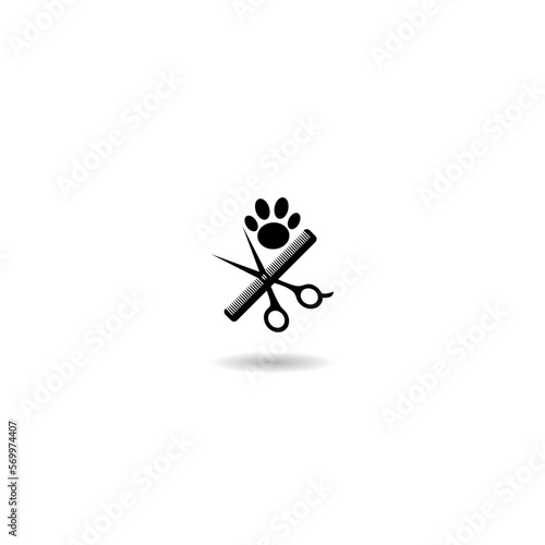 Dog Grooming salon icon with shadow