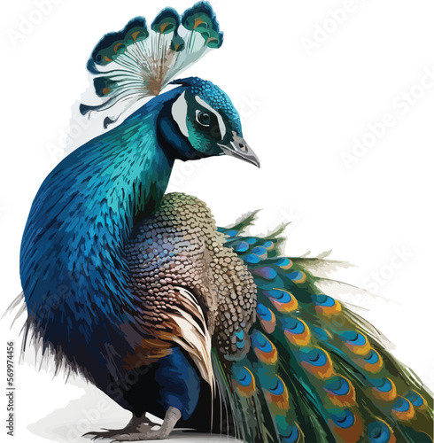 Watercolor Peacock Vector Design