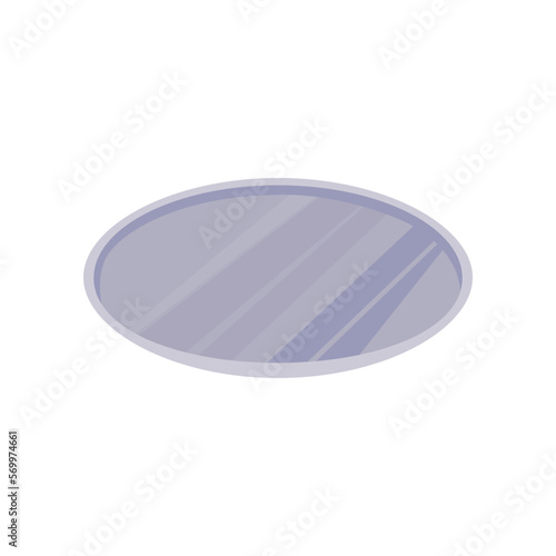 Oval metal tray for dish vector illustration. Cartoon drawing of kitchen, restaurant or cafeteria salver of oval shape, empty plate in metal isolated on white background. Kitchenware concept photo