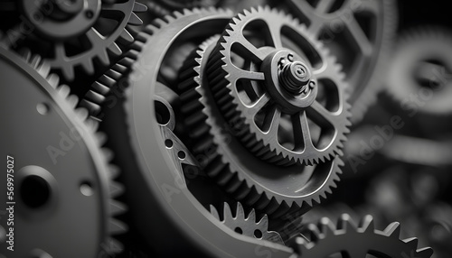 Close-up of gears in motion: A photo showing gears moving in close detail to highlight the intricate mechanism of tribology