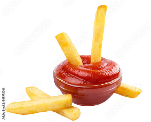Potato fries in tomato ketchup