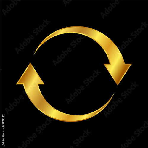 gold recycle vector icon, recycling symbol