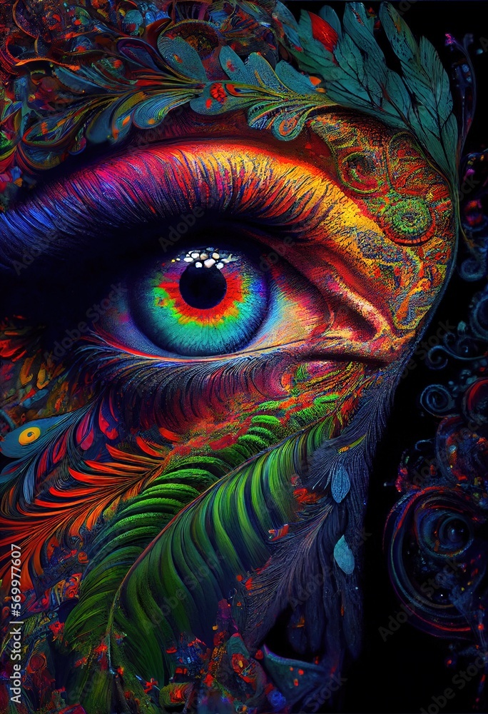 A Close-up of a Colorful Eye. Generative ai