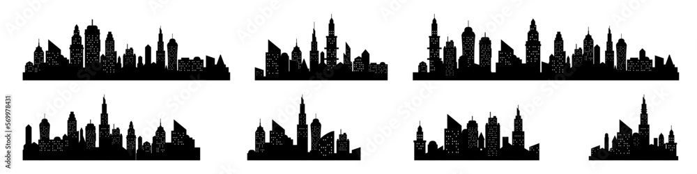 City silhouette. Scyline vector. City panorama. Architecture set.