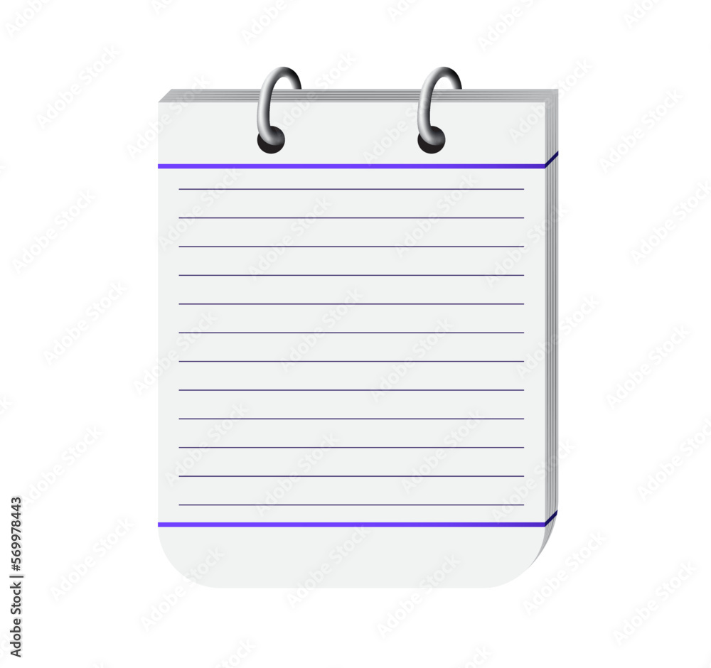 3d notebook, blank page notepad vector illustration. White violet colored notebook page to use in education event, school projects. 3d notebook, blank page notepad vector illustration. White violet colored notebook page to use in education event, school projects.