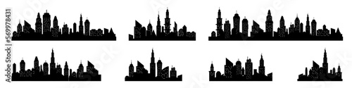 City silhouette. Scyline vector. City panorama. Architecture set.