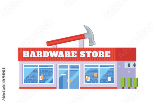 Vector hardware store repair building flat design illustration
