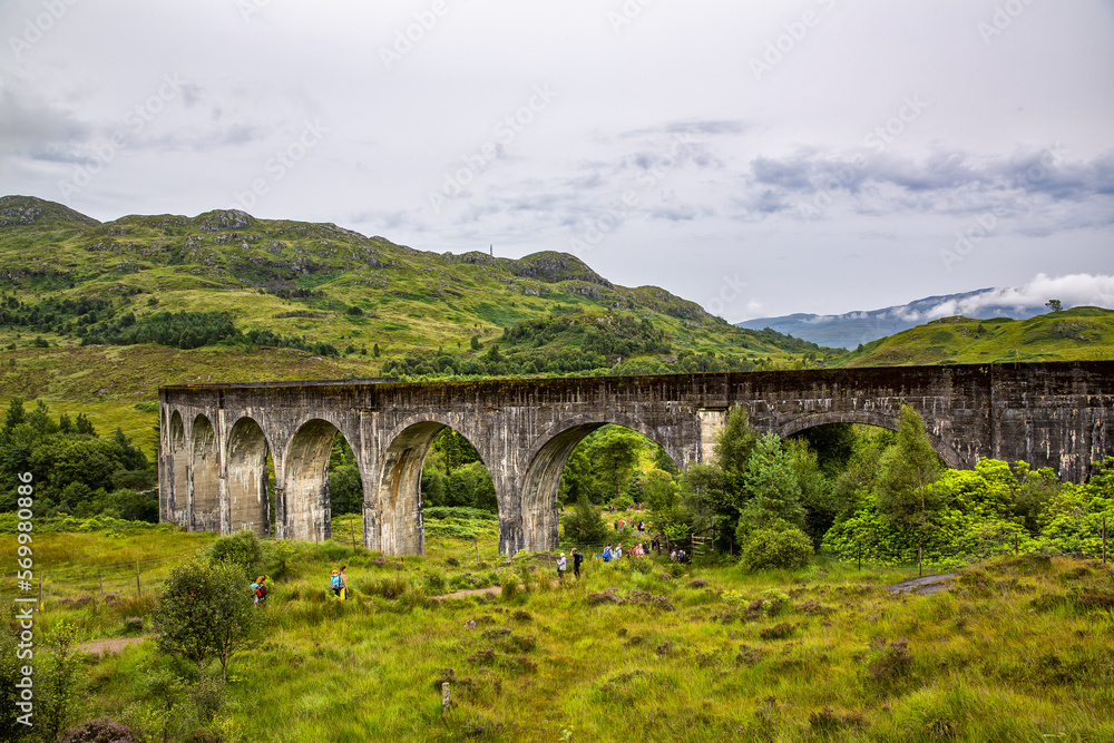 The Glenfinnan Viaduct, a famous attraction in Scotland The Glenfinnan Viaduct, a famous attraction in Scotland