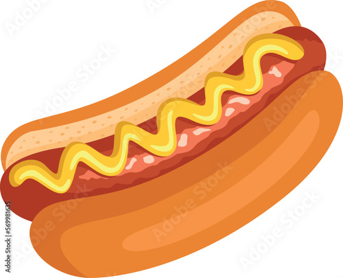 Hot dog cartoon icon. American fast food