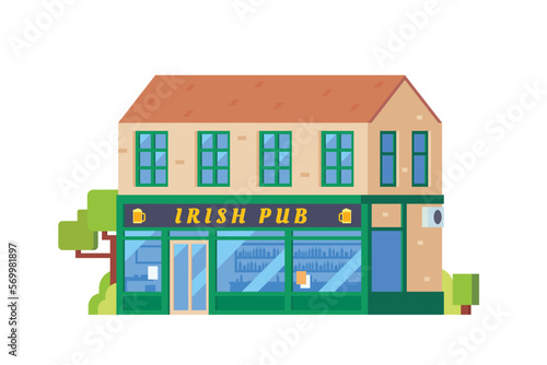 Vector local pub bar building flat design illustration