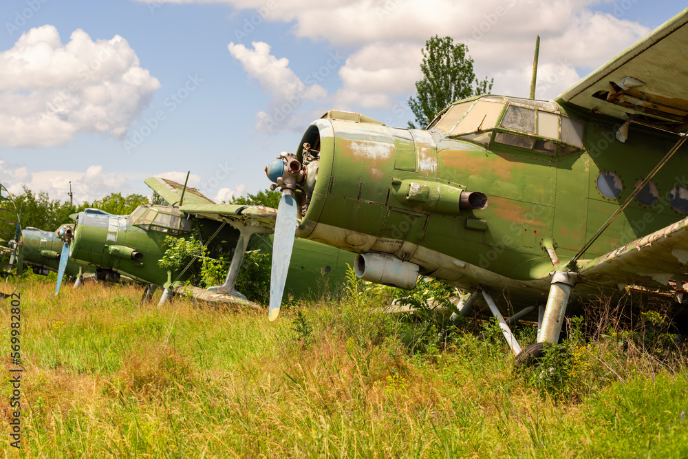 Old abandoned airfield with abandoned planes Old abandoned airfield with abandoned planes