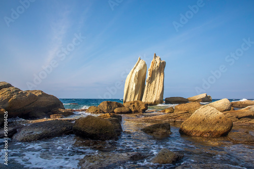 Photograph in the field of sail rocks in Foca district of Izmir province. Turkish name; Yelken Kaya or yelkenkaya photo