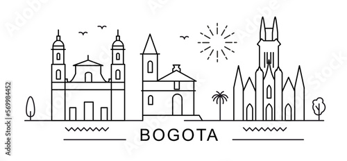 Bogota City Line View. Poster print minimal design. Colombia