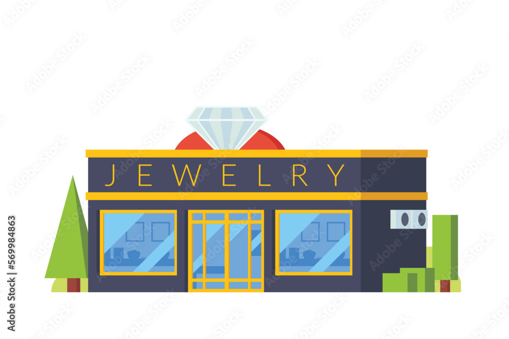 Vector small shop jewelry store building flat design illustration Vector small shop jewelry store building flat design illustration