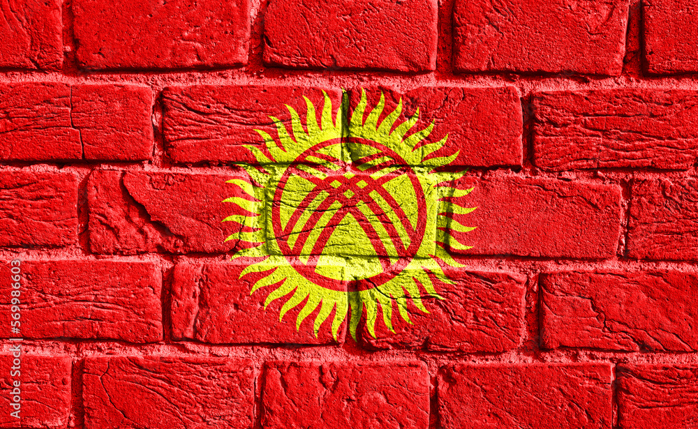 Flag of Kyrgyzstan on the wall