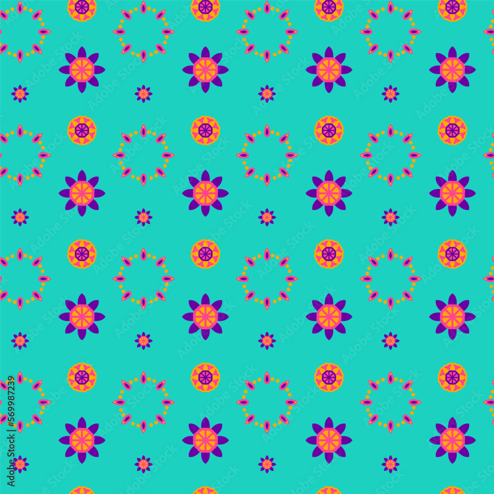 Flower Diwali Seamless Pattern. Vector Illustration of Indian Holiday Celebration. Flower Diwali Seamless Pattern. Vector Illustration of Indian Holiday Celebration.