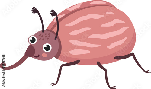 Funny bedbug character. Happy smiling face insect