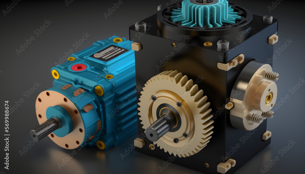 Servo motor and gear system A photo showing a servo motor and gear