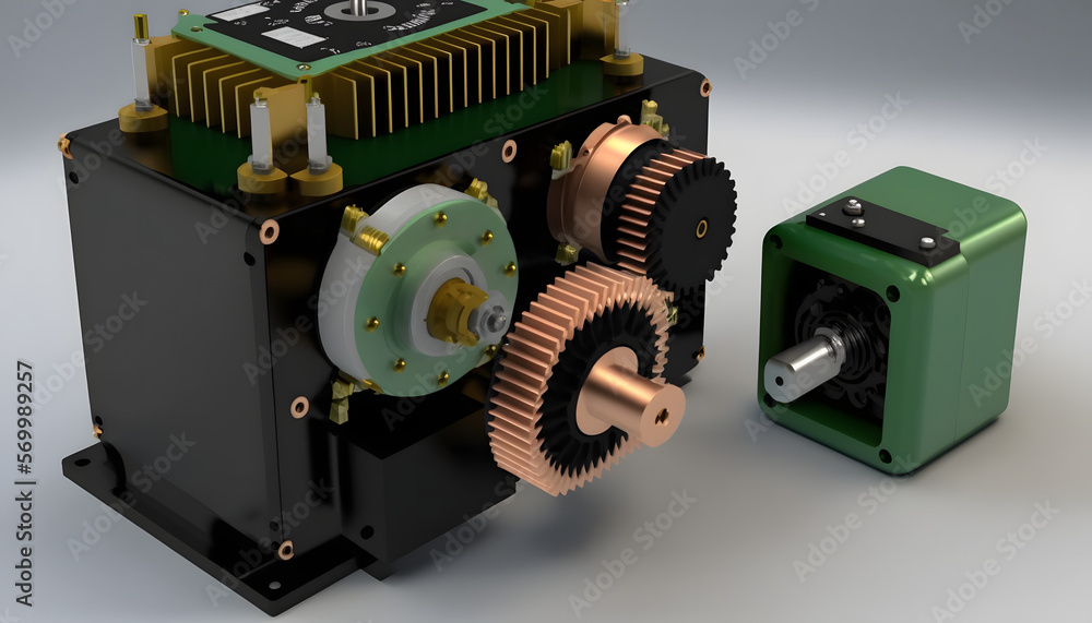 Servo motor and gear system A photo showing a servo motor and gear system, highlighting the
