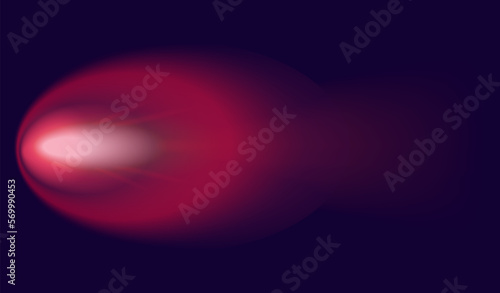 Meteor or comet. Neon space flying meteorite or asteroid, realistic vector illustration. Meteor fire trails isolated. Fireball glowing gas and dust tails at night sky