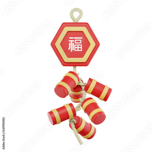 Chinese new year firecrackes 3D Icon photo