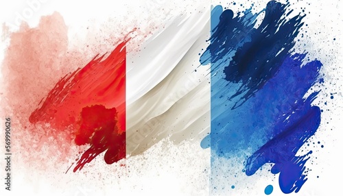 French flag isolated illustration in painted watercolor style made by ai photo