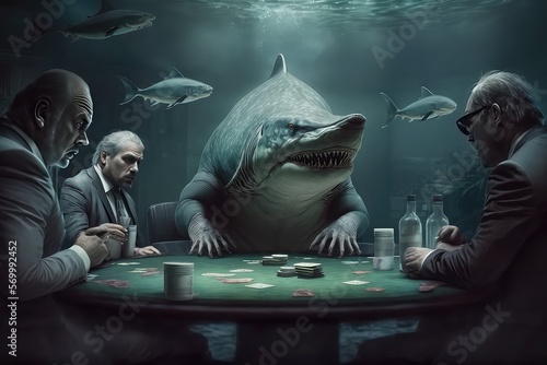 a shark in the poker table photo