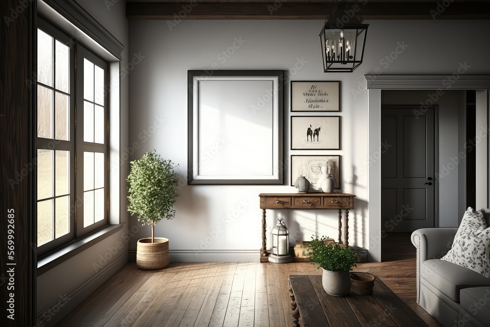 Fototapeta premium A Farmhouse Interior with a mock up
