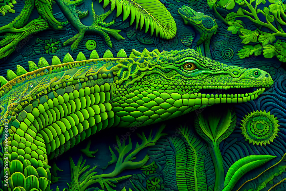 Obraz premium Abstract Crocodile Background. Generative AI.