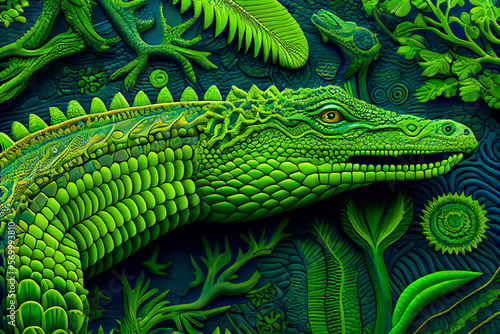 Abstract Crocodile Background.  Generative AI.