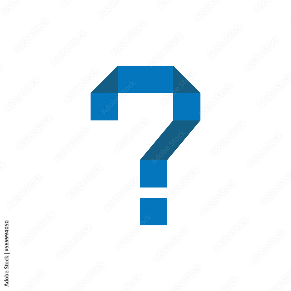 Question mark vector flat icon with folding effect in blue color. Question mark vector flat icon with folding effect in blue color.