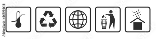 Fragile goods icons, warning signs FRAGILE MARK label, box decals, shipping mark, package mark, fragile label stamp. Packaging icons - stock vector