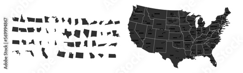USA map. Map of the United States of America. USA map with isolated states. Stock vector