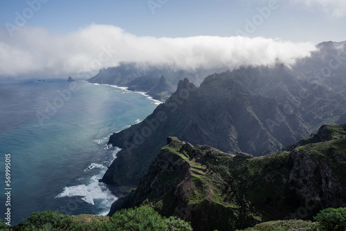 Mirador Roque de Taborno, Tenerife, Canary Islands, Spain. View of the beautiful cliffs and sea. Seascape. 