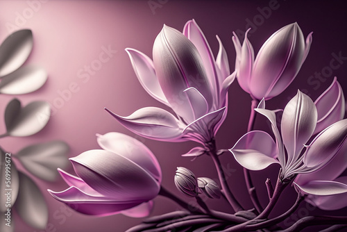 Closed up fresh soft beautiful pink tulip flower in the garden over blur green nature background,generative ai.